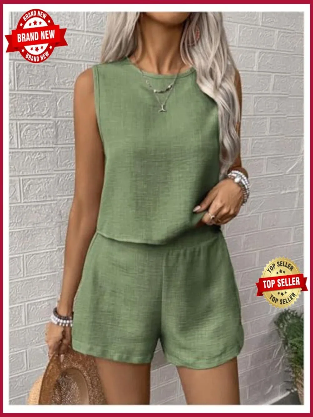 Women's Sleeveless Tank Top and Matching Shorts Summer Set